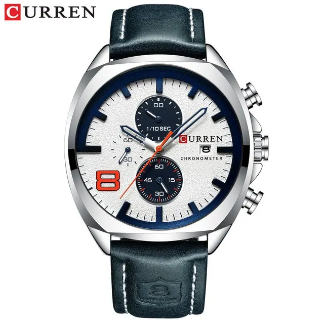 Curren Legacy Leather 8324 — Prata Branco — foto 1