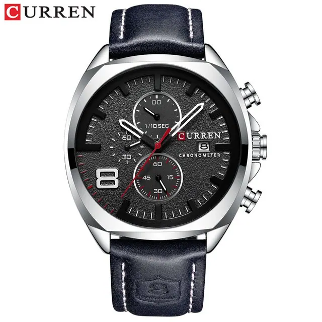 Curren Legacy Leather 8324 — Prata Branco — foto 2