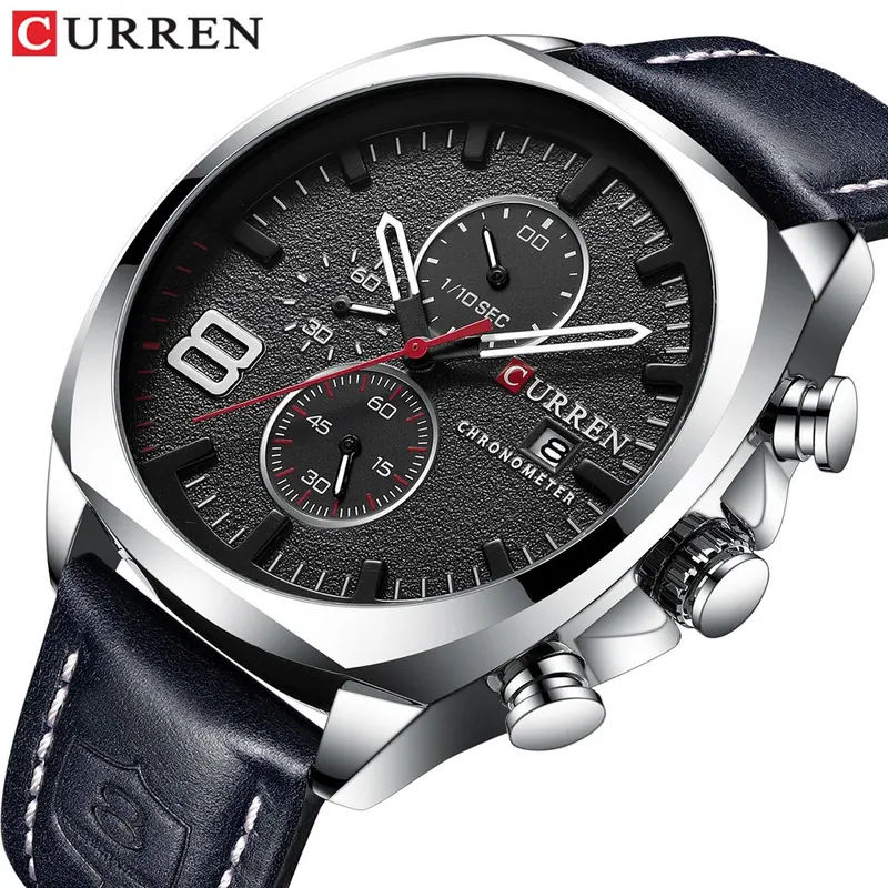 Curren Legacy Leather 8324 — Prata Branco — foto 3