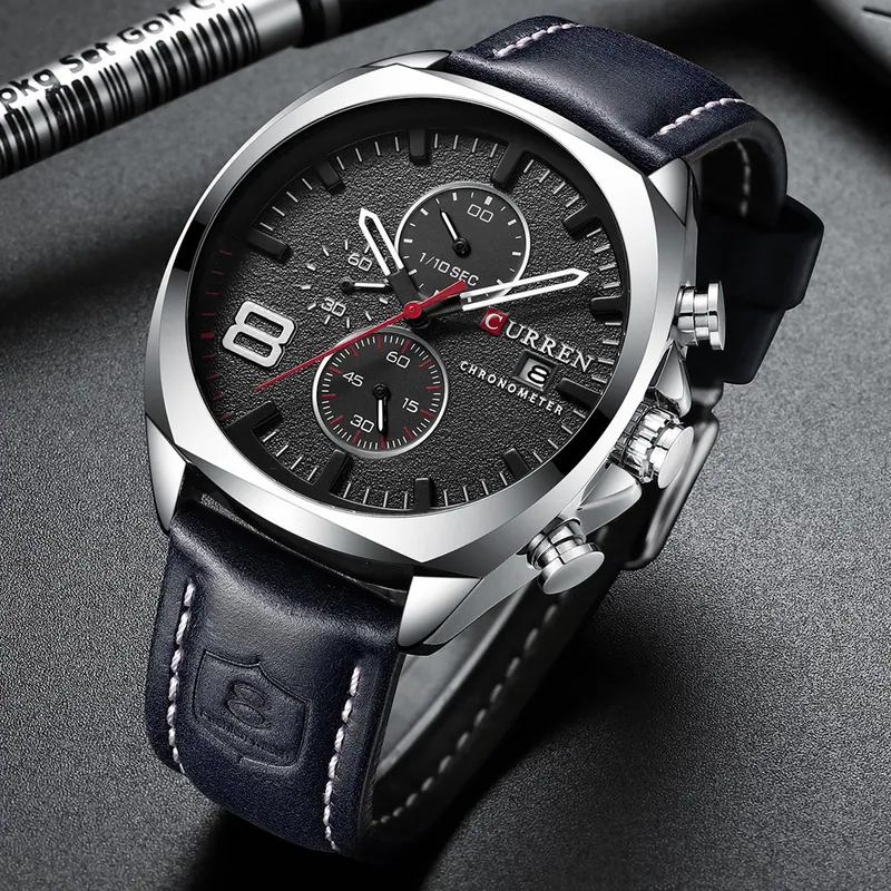 Curren Legacy Leather 8324 — Prata Branco — foto 4