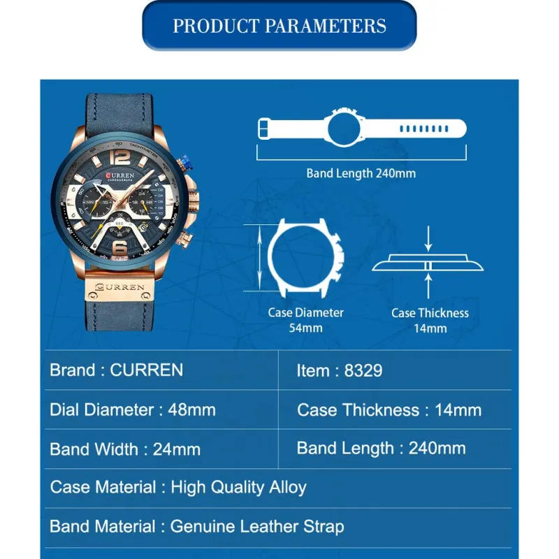 Curren Chronograph 8329 — Azul — foto 3