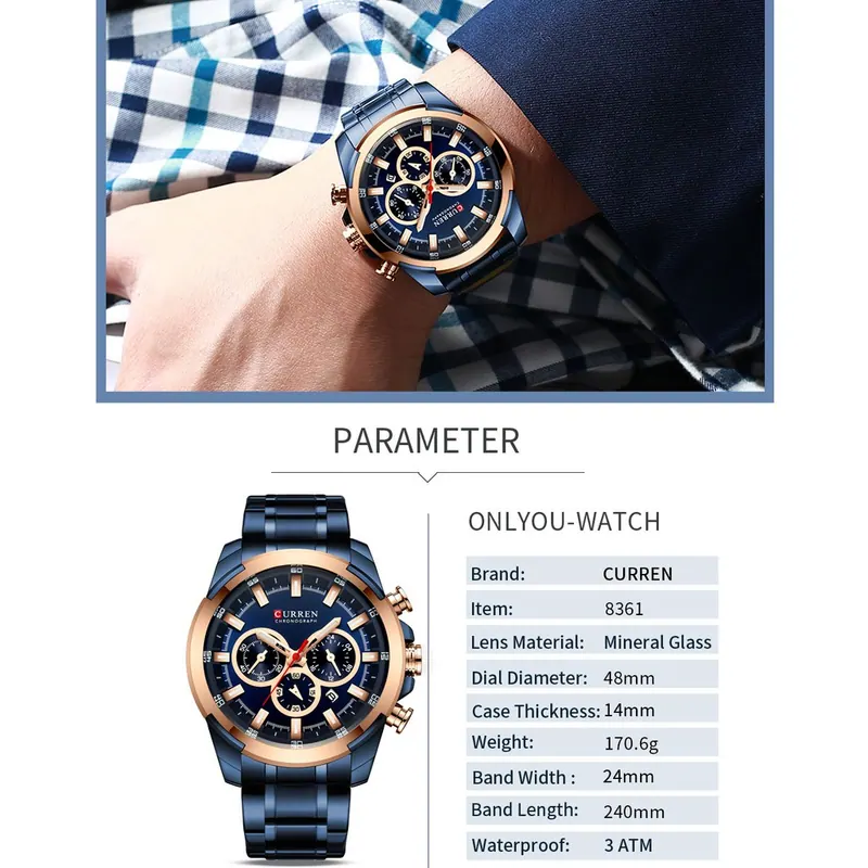 Curren Royal Steel 8361 — Ouro — foto 7