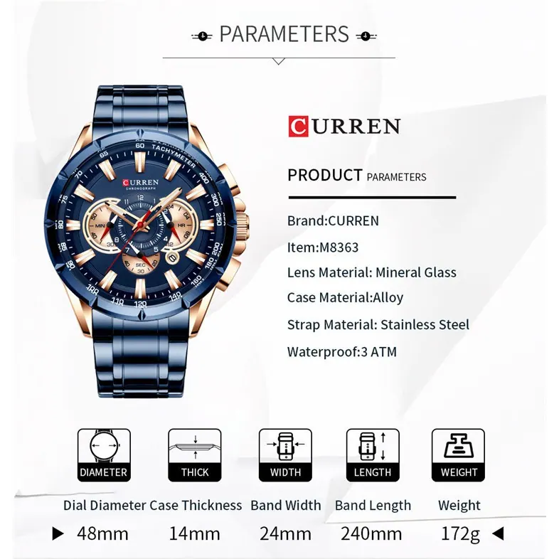 Curren Imperial Steel 8363 — Azul — foto 6