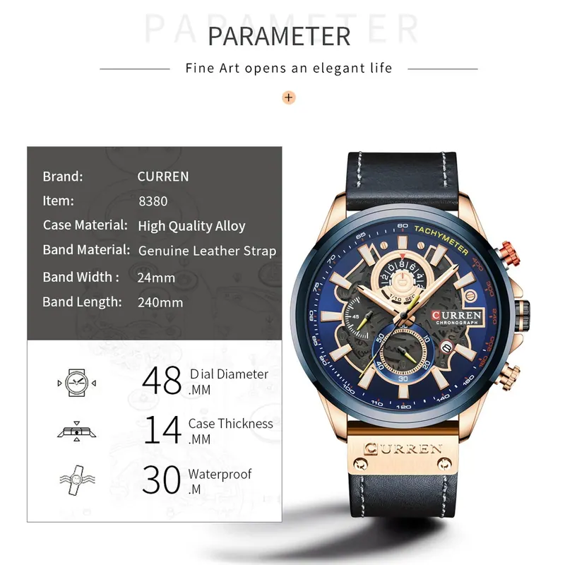 Curren Heritage Chrono 8380 — Castanho Preto — foto 6