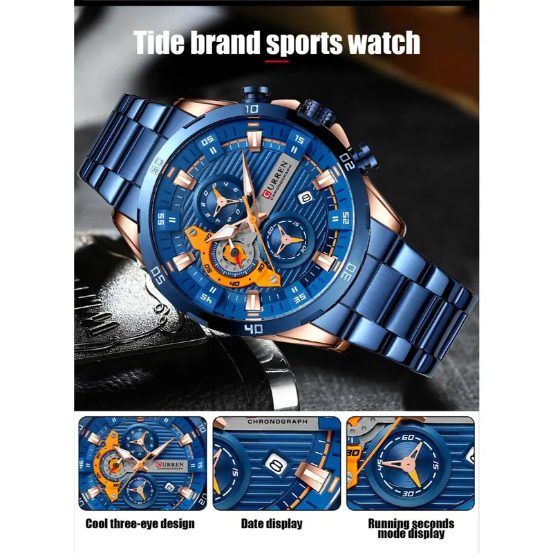 Curren Steel Chrono 8402 — Azul — foto 7