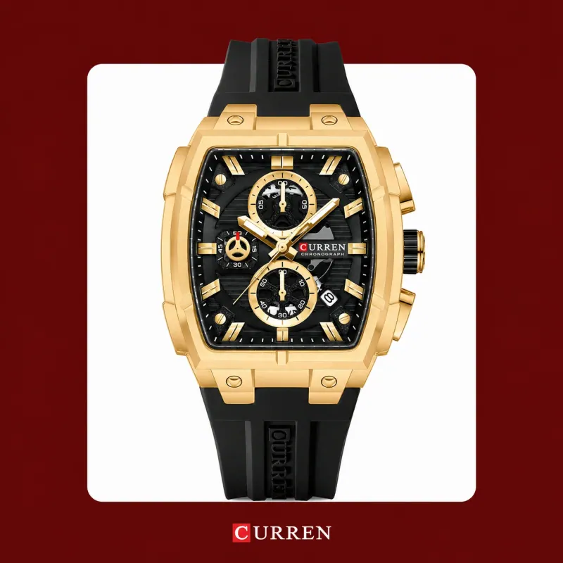 Curren Chronograph Silicone 8488XL — Dourado — foto 1