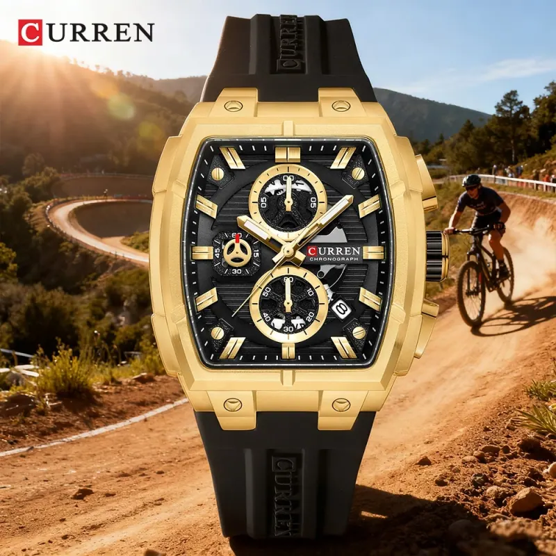 Curren Chronograph Silicone 8488XL — Dourado — foto 2